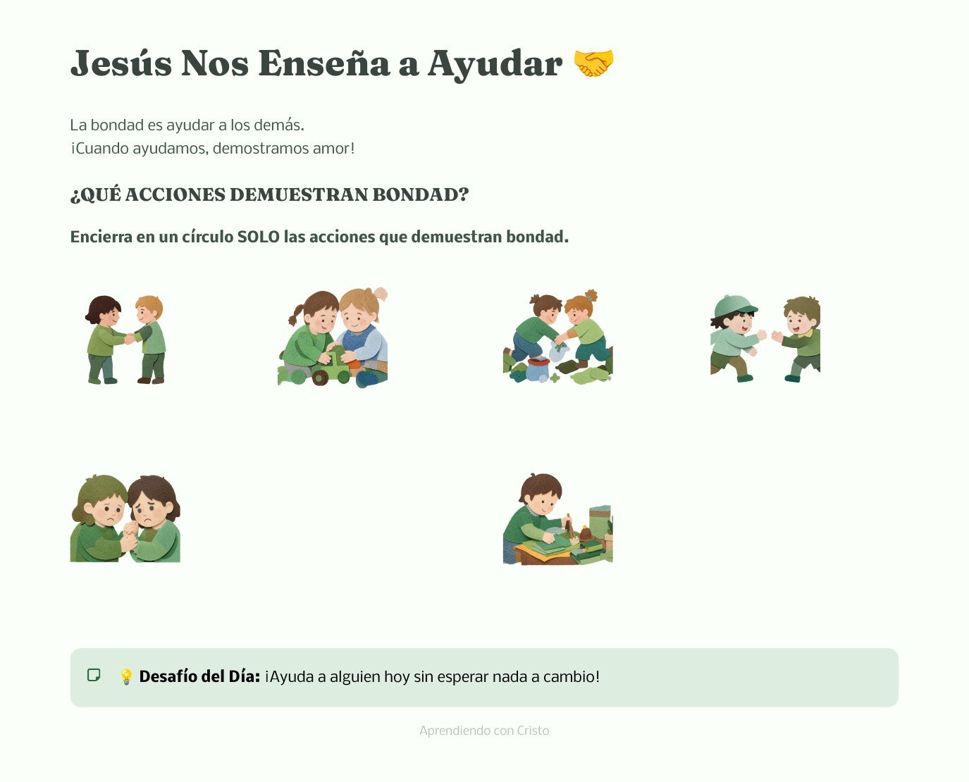 Actividad Jesús nos enseña a ayudar